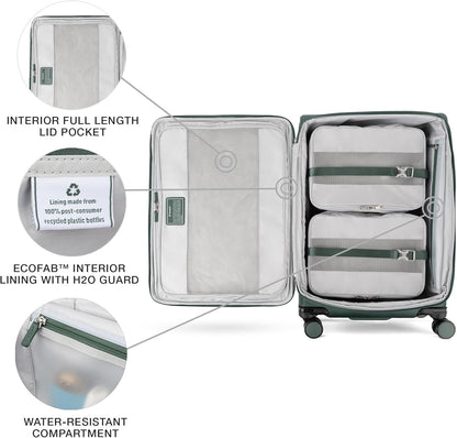Travelpro VersaPack+ Lightweight Softside Expandable Checked Luggage, 8 Spinner Suitcase, TSA Lock, Men and Women, Checked Medium 25-Inch, Desert Sage Green