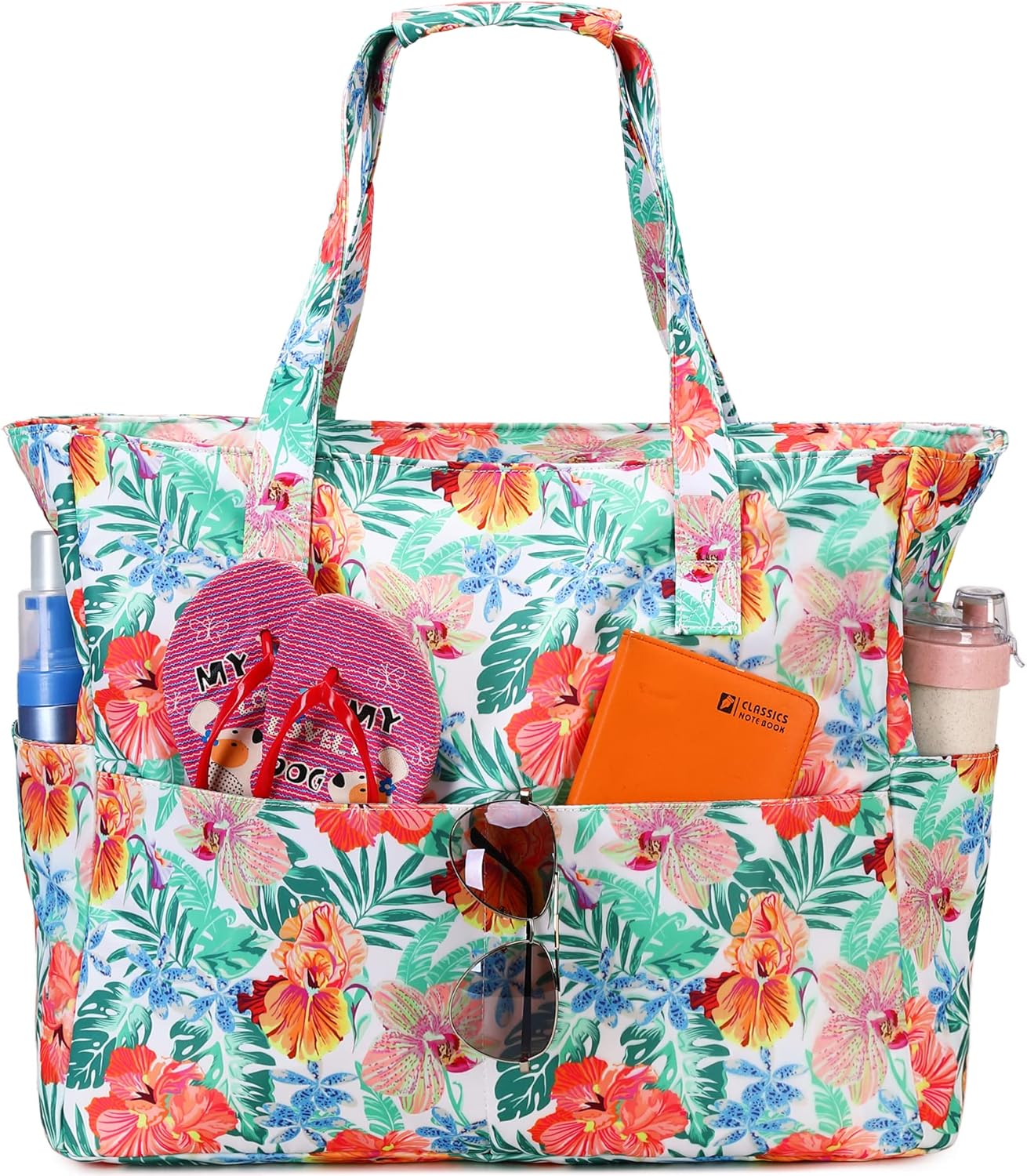 Waterproof Beach Tote Pool Bags for Women Ladies Extra Large Gym Tote Carry On Bag With Wet Compartment for Weekender Travel