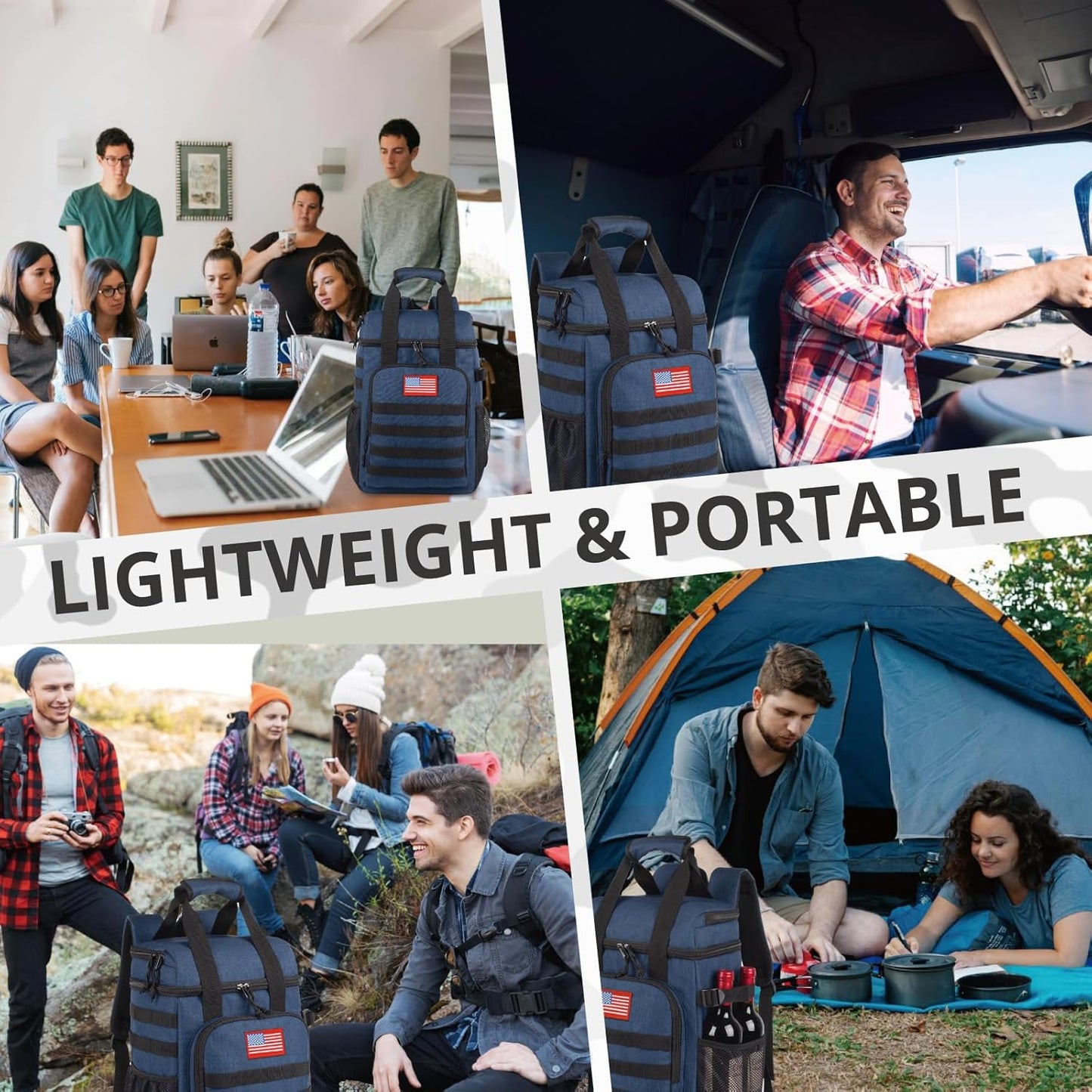 Tactical Backpack Cooler,Lunch Backpack for Men Adults Work with Handle，Soft Cooler Backpack Insulated Waterproof Leak Proof