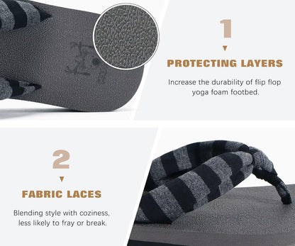 KuaiLu Flip Flops for Women with Arch Support Yoga Mat Comfortable Summer Beach Walking Thong Cushion Sandals Slip On Indoor Outdoor