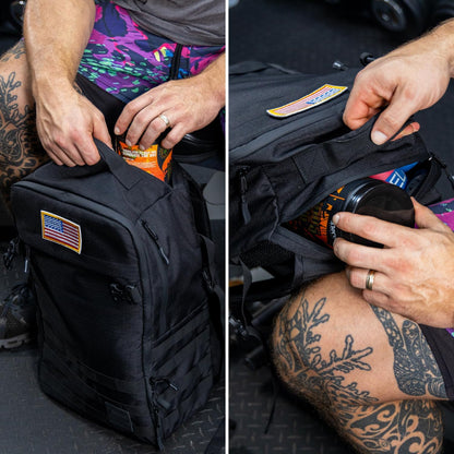 SERIOUS STEEL FITNESS Gym Bag, Rip-Resistant Fabric, Heavy Duty (Black, Backpack (Pro-Mini (26L) with Dividers))