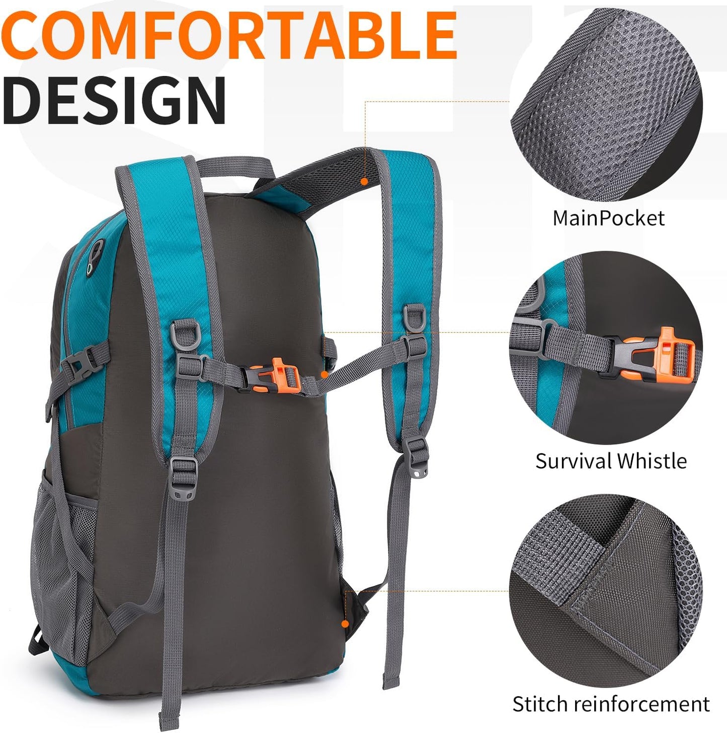 40L Hiking Backpack Lightweight Daypack Waterproof Travel Camping Backpack for Men Women Sport Packable