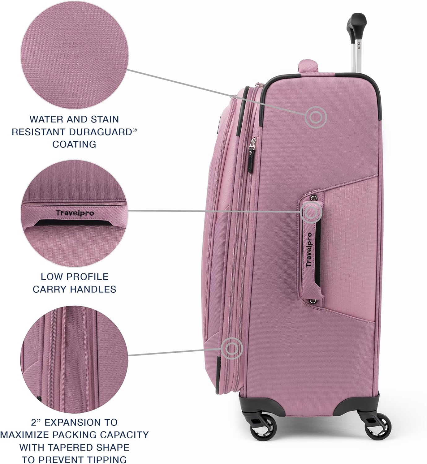 Travelpro Maxlite 5 Softside Expandable Checked Luggage with Spinner Wheels, Lightweight, 25-Inch — Orchid Pink Purple