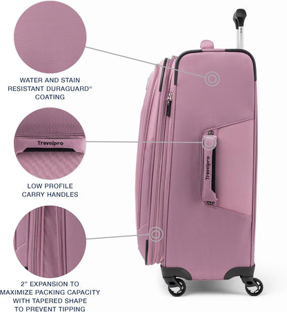 Travelpro Maxlite 5 Softside Expandable Checked Luggage with Spinner Wheels, Lightweight, 25-Inch — Orchid Pink Purple