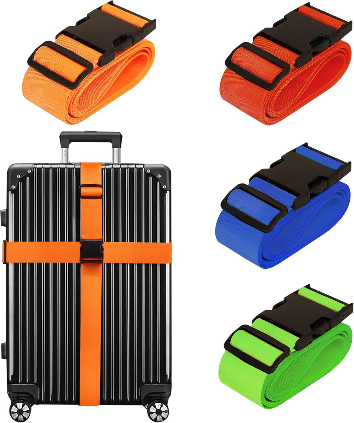 Luggage Straps for Suitcases TSA Approved Travel Belt 4 Pack by Chelmon (Mixed Colors)