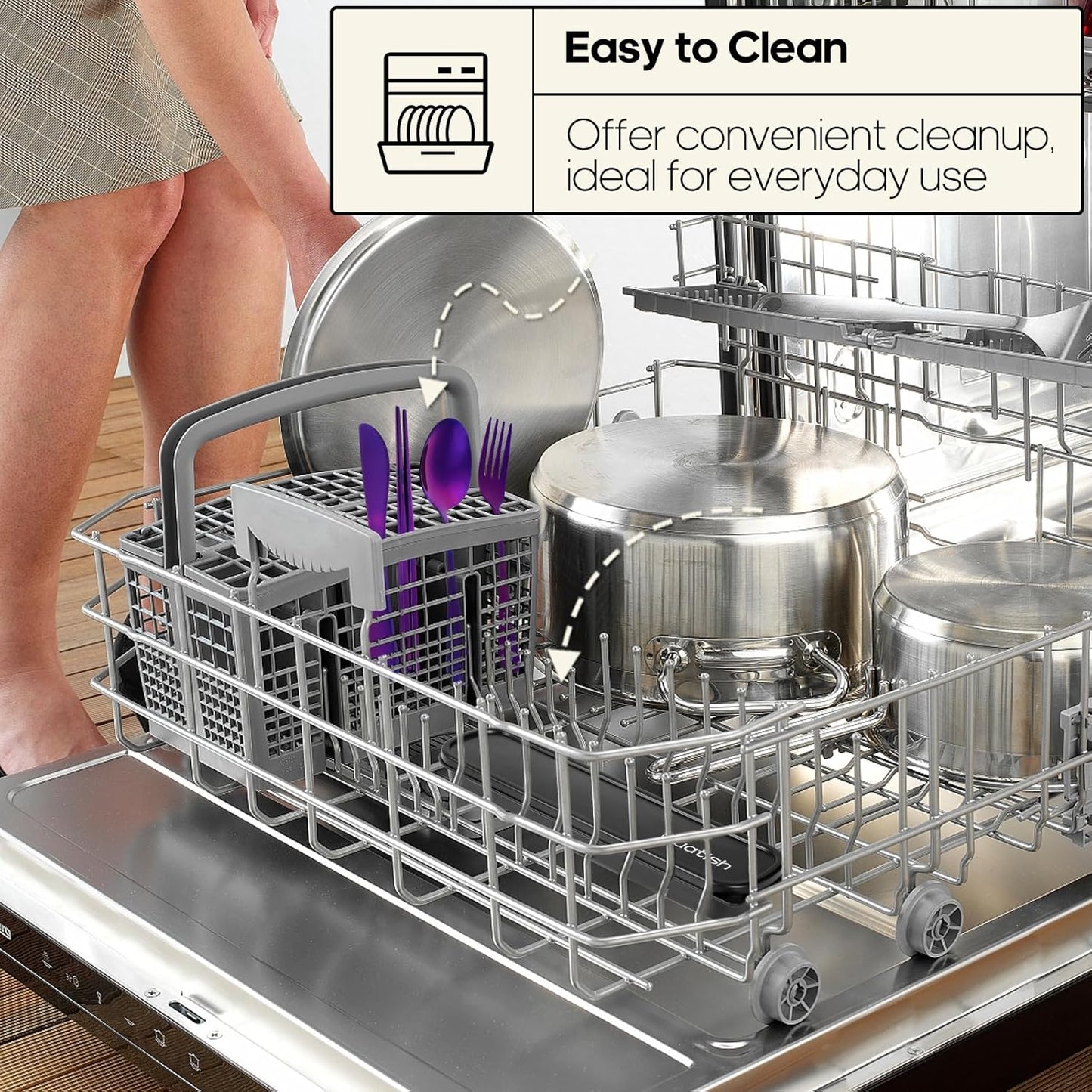 Travel Utensils with Case, Quatish Portable Silverware Set for Work, Stainless Steel Reusable Travel Cutlery Set, Fork and Spoon Set for Picnic, Camping, Gadgets, Lunch Box for Men, Purple