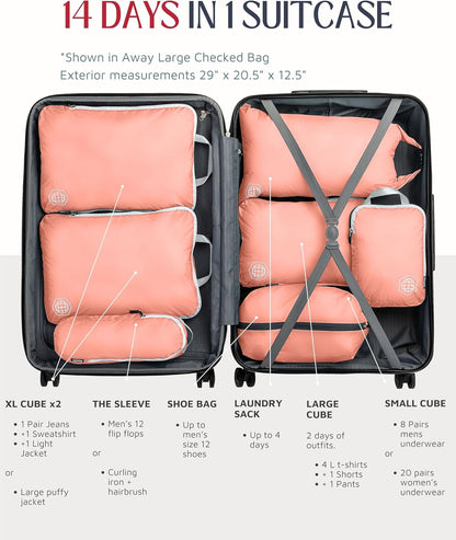 Large Compression Packing Cubes for Travel-Packing Cube Luggage Organizers 7 Piece Set for Checked Luggage-Ultralight, Expandable/Compression Bags by TRIPPED Travel Gear (Dusty Rose)