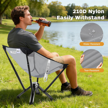 Folding Camping Chairs - 600 LBS Capacity Heavy Duty Camping Chair, Compact Folding Chair with Quick Setup & Carry Bag - Portable Camp Chair for Travel, Sports, Lawn, Beach - Silver