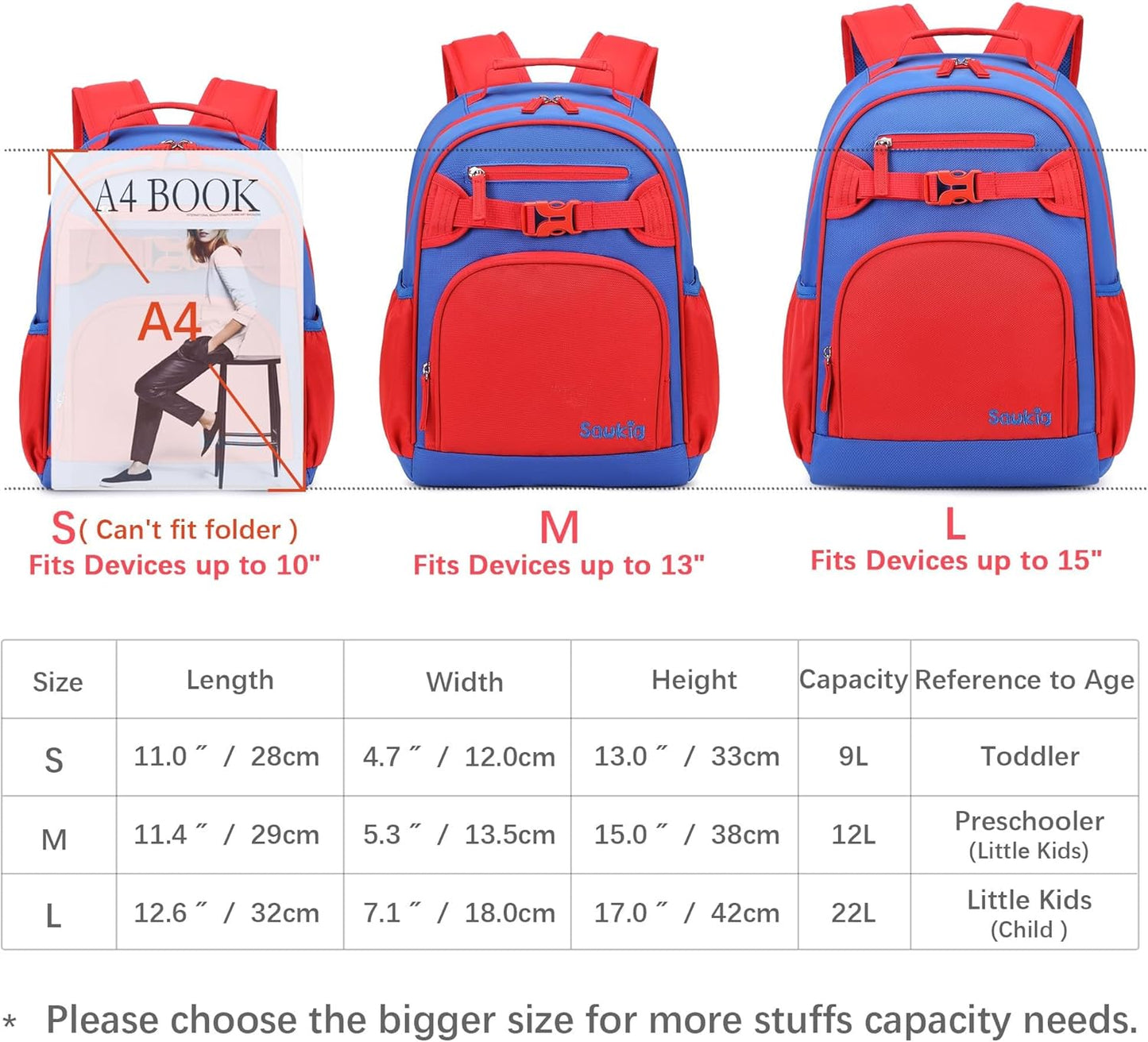 Lightweight Kids Backpack for School Kindergarten Elementary Backpacks for Boys Ages 6-8-10 (Red Navy Blue)