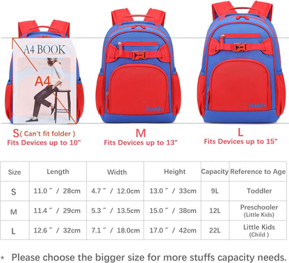 Lightweight Kids Backpack for School Kindergarten Elementary Backpacks for Boys Ages 6-8-10 (Red Navy Blue)
