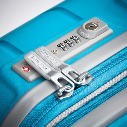 Samsonite Freeform Large Checked Luggage with Dual 360° Spinner Wheels - TSA Lock, Airline-Approved - Lightweight Durable Polypropylene Expandable Hardshell - Ocean Blue