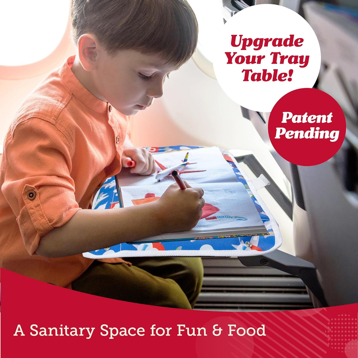 Lusso Gear Toddler Airplane Tray Table Cover - Unicorn Print, Textile, Rectangular - Foldable Tray With Pockets for Plane Toys & Snacks, Ideal for Plane Activities