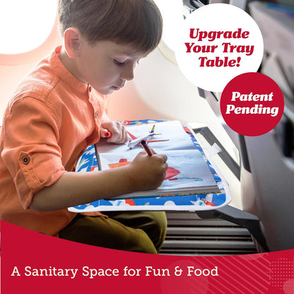 Lusso Gear Toddler Airplane Tray Table Cover - Unicorn Print, Textile, Rectangular - Foldable Tray With Pockets for Plane Toys & Snacks, Ideal for Plane Activities