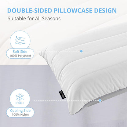 EGOHOME Cooling Memory Foam Pillow for Sleeping, Neck Pillow for Side, Back, Stomach Sleepers, Bed Pillow for Neck Pain Relief, Two-Sided Washable Reversible Cover, Standard Size (1 Pack, 5'')