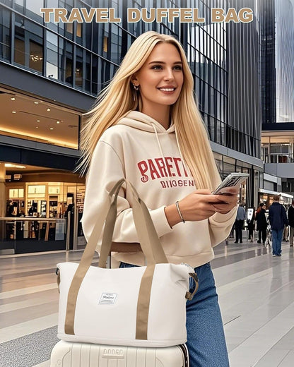 Travel Duffel Bag, Sports Tote Gym Bag, Shoulder Weekender Overnight Bag for Women