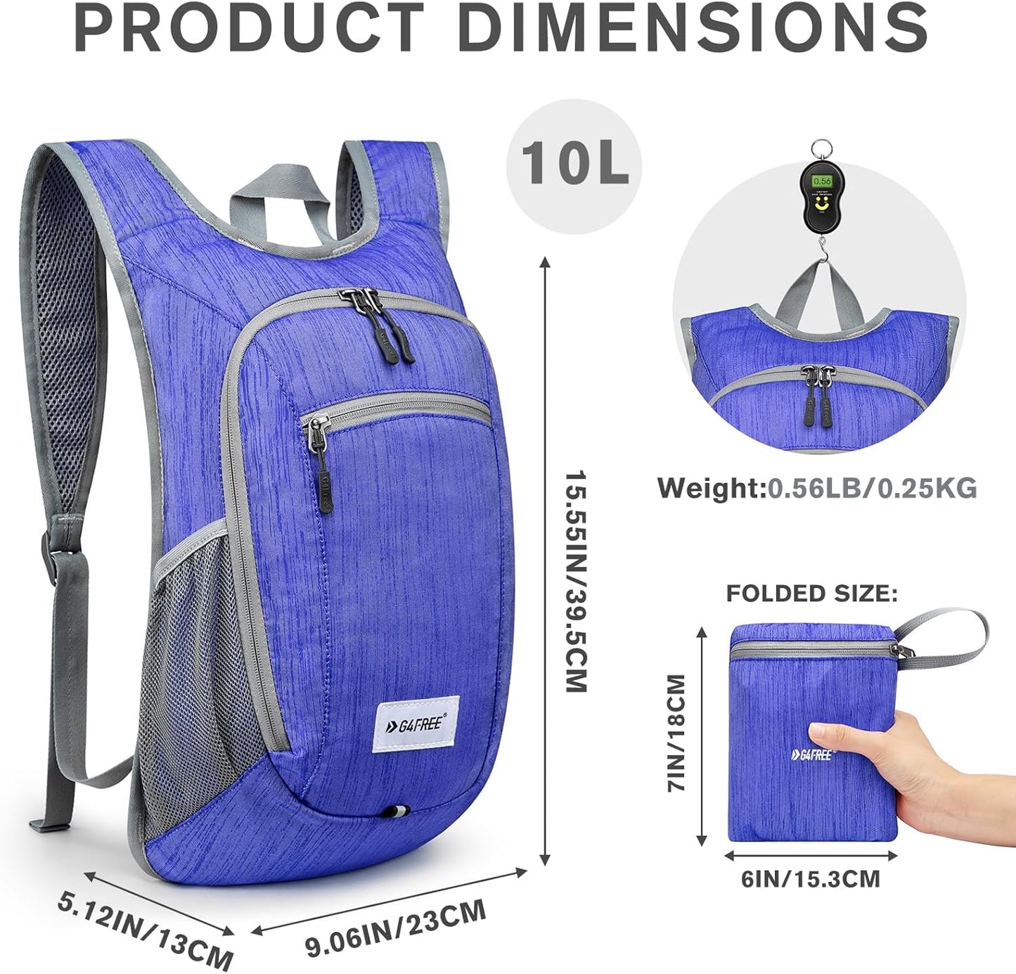 G4Free 10L/15L Hiking Backpack Lightweight Packable Hiking Daypack Small Travel Outdoor Foldable Shoulder Bag