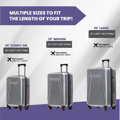 Spyder Traverse 29 Inch Large Expandable Hardside Upright Suitcase with 360° Spinner Wheels, TSA Approved Lock, Silver