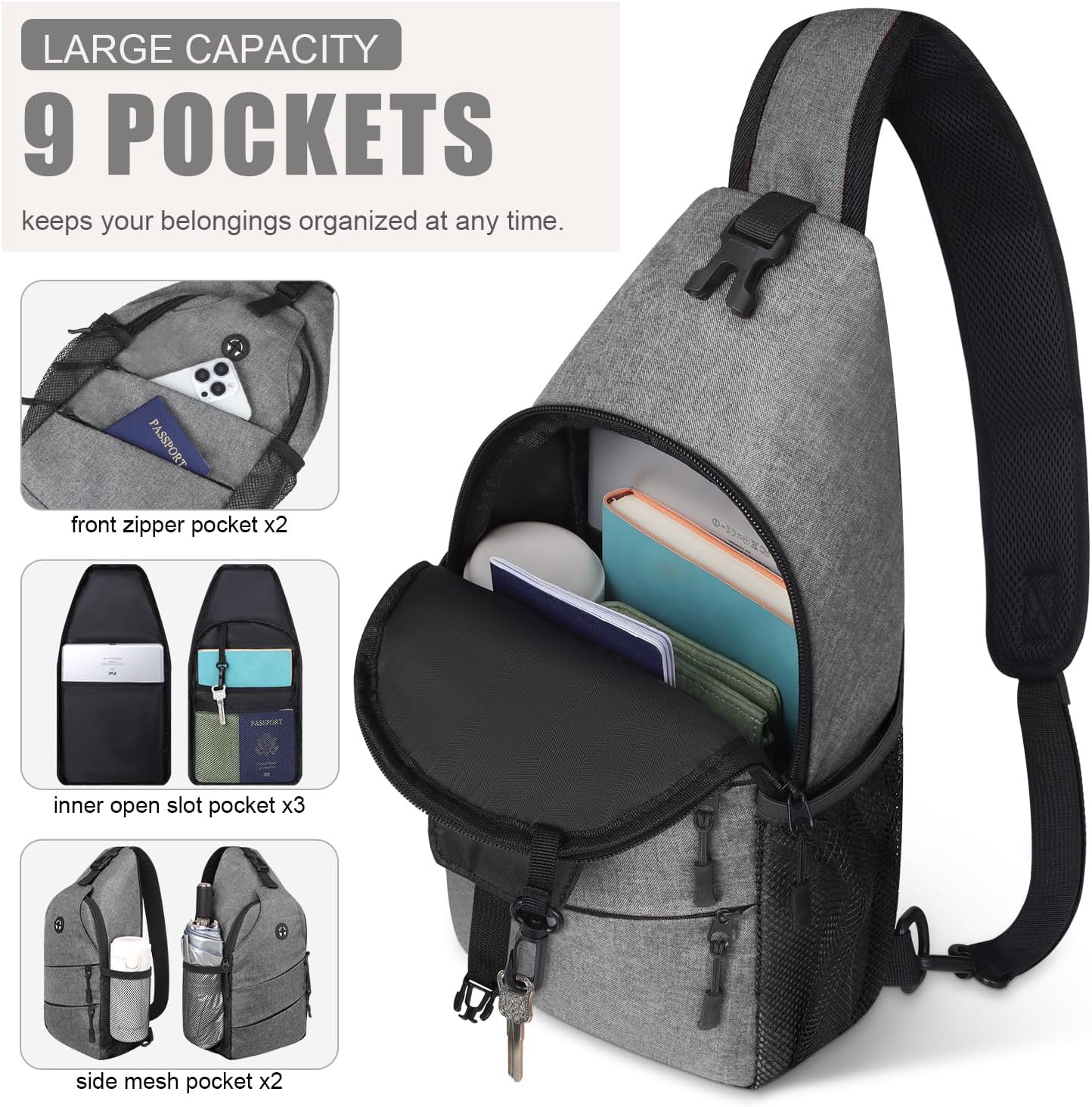 Crossbody Bags for Women Men Trendy Sling Bag Bakpack Casual Chest Bag with Convertible Shoulder Strap