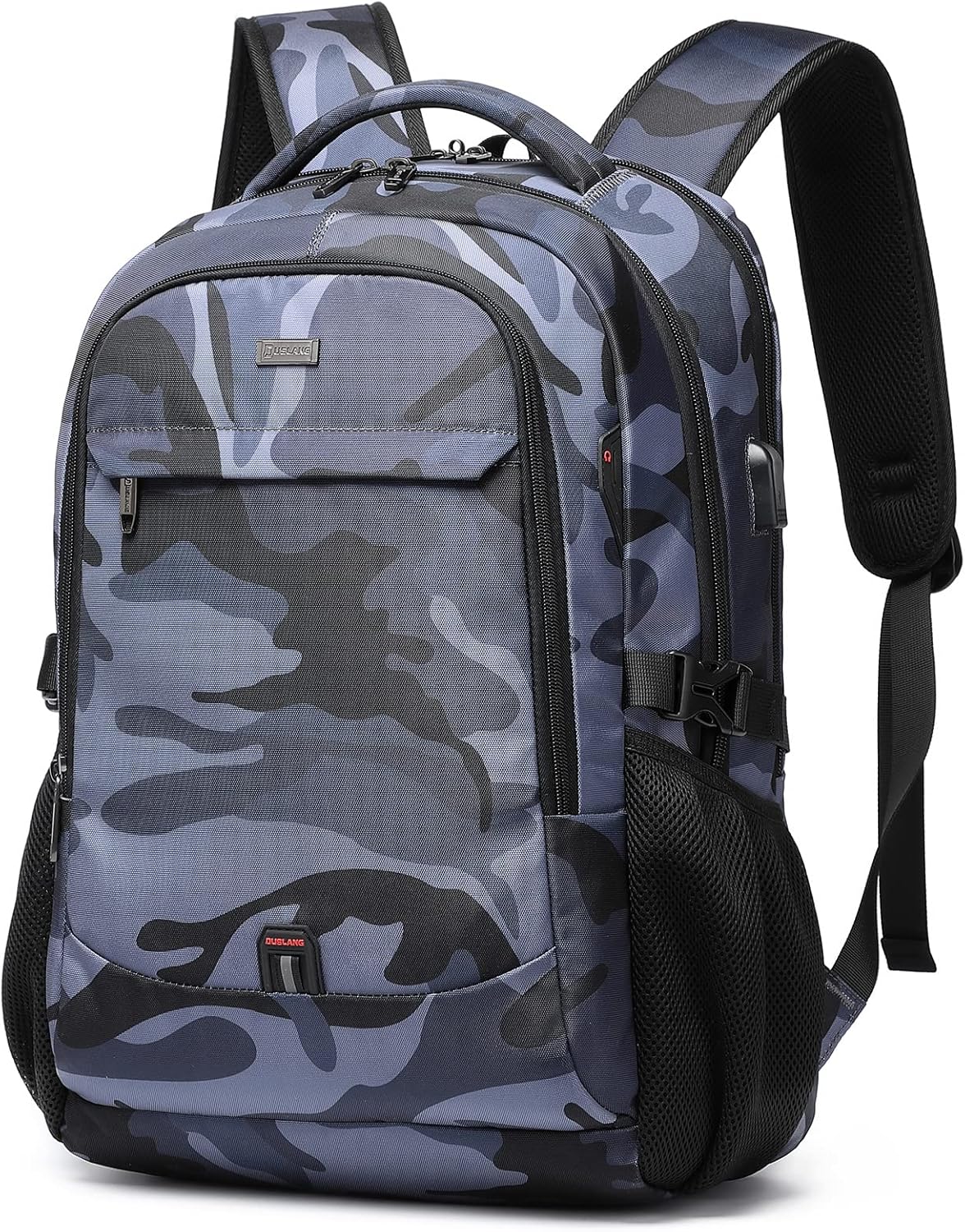 DUSLANG 17 Inch Travel Laptop Backpack Water Resistant Hiking Backpack for Men Laptop Bag with USB Charging Port,Camouflage green