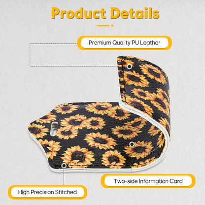 Travelambo Luggage Tags for Suitcases Faux Leather Privacy Protection 2 Pack Bag Tags Travel Accessories Essential, Sunflower