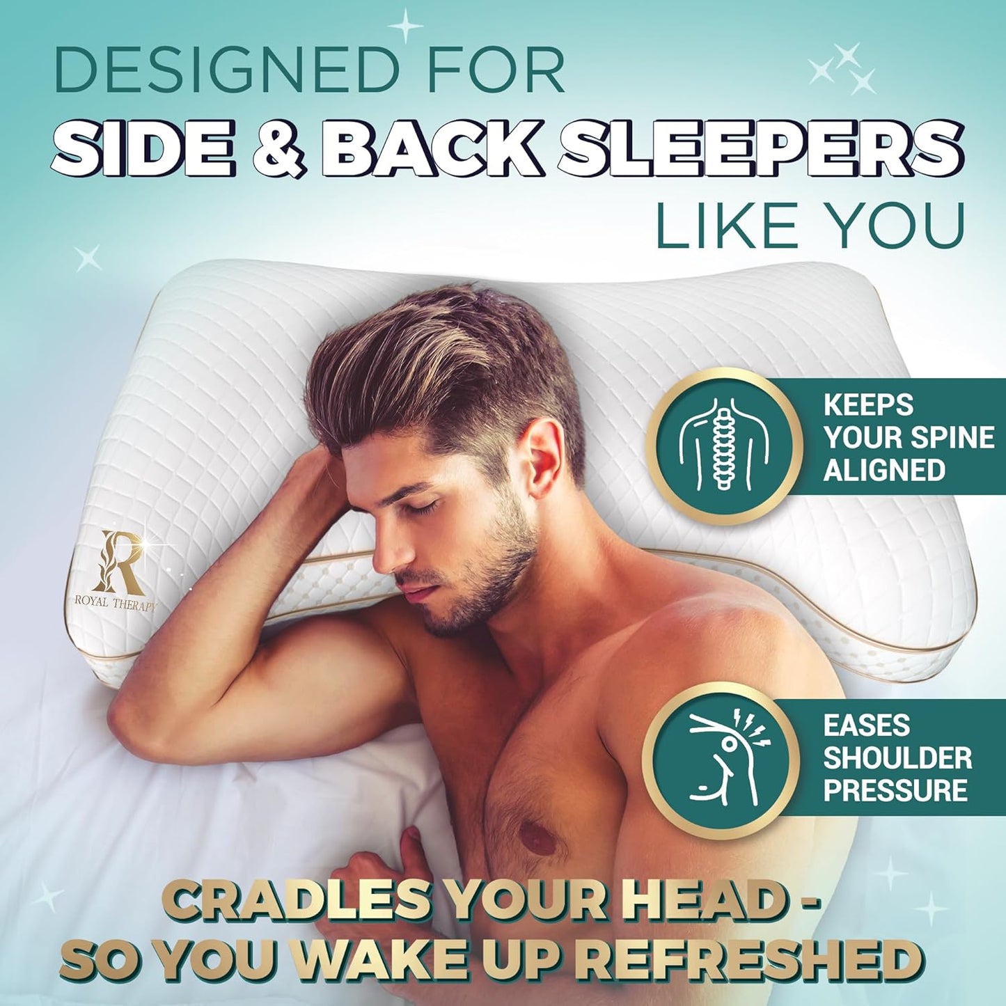 Royal Therapy King Pillows 2 Pack - Shredded Memory Foam Pillows for All Sleep Positions - Medium Firm Pillow with Adjustable Loft, Bamboo Rayon Cover, CertiPUR-US, Oeko-TEX Certified