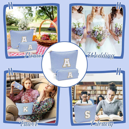 YOOLIFE Preppy Makeup Bag Travel Makeup Bag - Initial Cosmetic Bag Cute Makeup Bag Travel Essentials Small Makeup Bag with Zipper Makeup Bag Organizer Personalized Gifts for Her Preppy Stuff Letter P