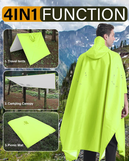 iCreek Hooded Rain Poncho with Pocket Waterproof Lightweight Unisex Raincoat Jacket for Hiking, Camping, Outdoor