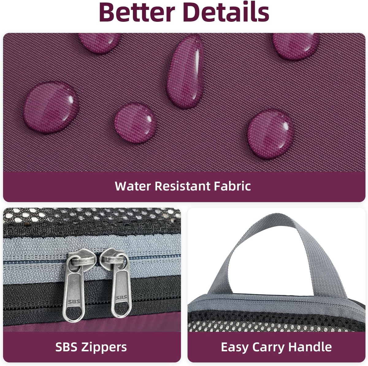 BAGAIL 4 Set/6 Set/8 Set Compression Packing Cubes Travel Accessories Expandable Packing Organizers (Half Mesh, 6-Burgundy)