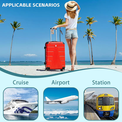 Travel Stamp Luggage Tag for Suitcase Set of 2 PU Leather Cute Luggage Tags with Stainless Metal Loop ID Label Privacy Flap Suitcase Tags for Women and Men Travel