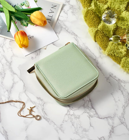 Travel Jewelry Organizer Case - for Tangle-Free Necklaces, Earrings, Rings, Bracelets Storage, Travel Essentials, Fashion Portable Jewelry Travel bags for Women - Small Macaron Green