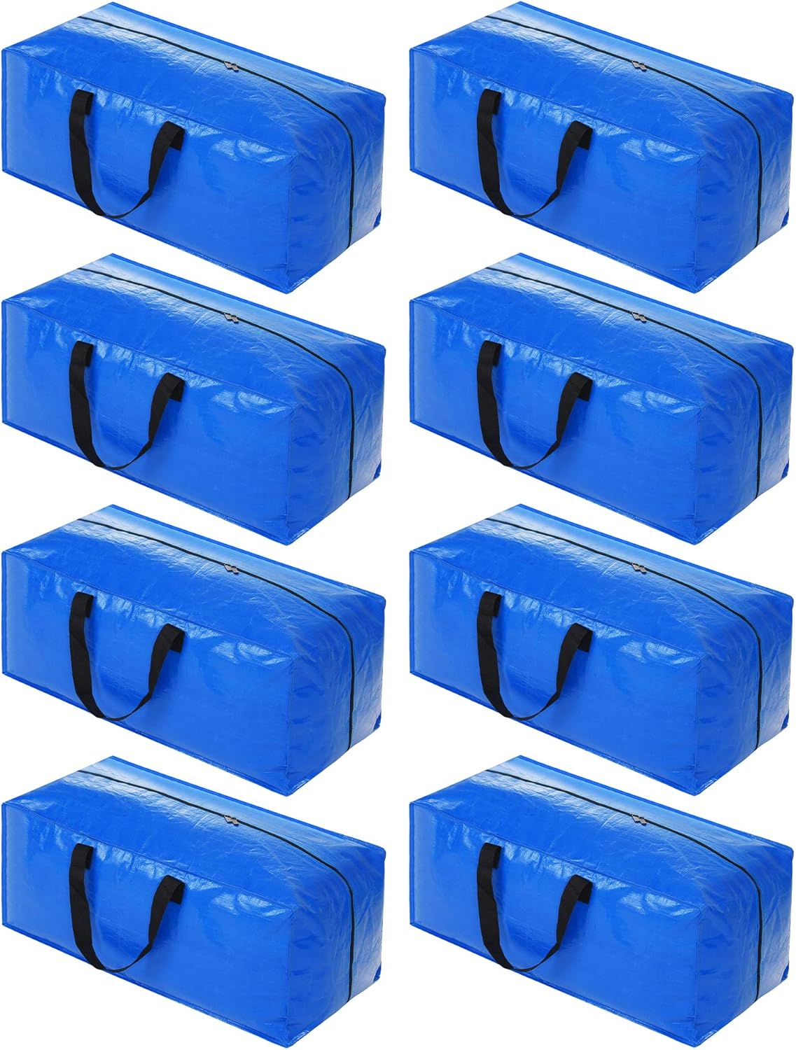 8 Pack Heavy Duty Extra Large Moving Bags Storage Tote - Strong Handles& Backpack Straps - Space Saving Storage Bags Alternative to Moving Boxes and Bins,Compatible with Ikea Frakta Cart, Blue