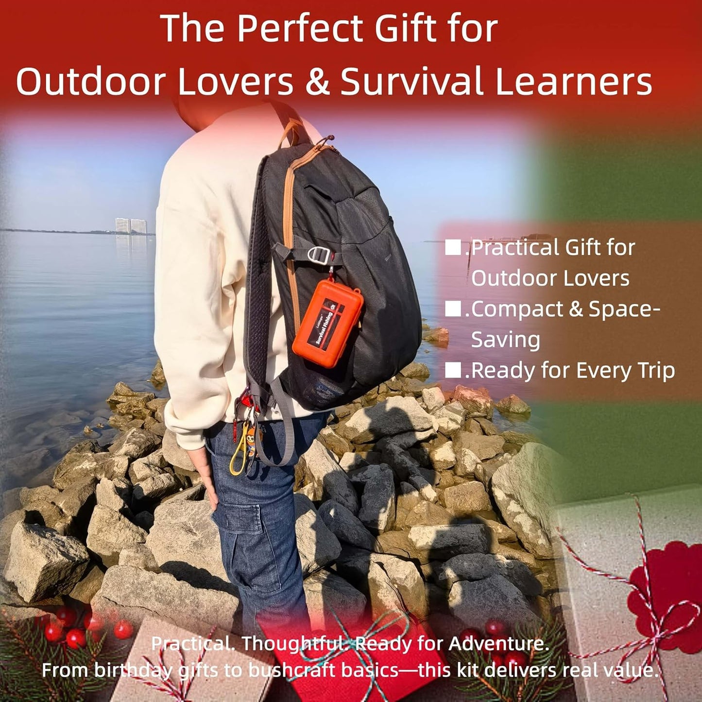 Mini Survival Fishing Kit Small Emergency Fishing TackleBox Pocket Outdoor Fishing Set Travel Party Fishing shoebox Surf Survivalist Fishing Accessories Pack Fishing Gear Gifts for Starter Men