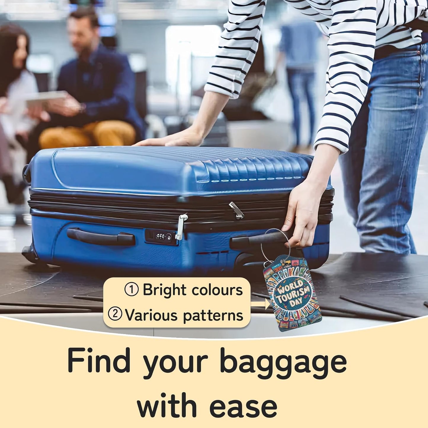 Travel Around The World Luggage Tags for Suitcase,3 Pack Go Travel Flight Views Luggage Tag Leather Privacy Cover ID Label with Stainless Steel Loop for Women Men