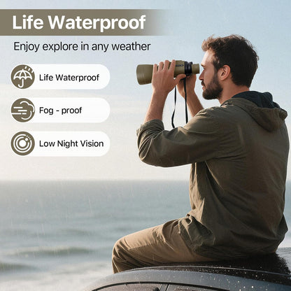20x50 Binoculars for Adults with Smartphone Adapter - High Powered Binoculars for Bird Watching Hunting Hiking Concert Travel Theater with BAK4 Prism FMC Lens, Mud