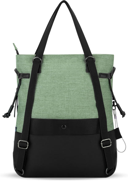 Sherpani Tempest, Anti Theft Convertible Backpack Tote, 14L Travel Backpack, Travel Gifts for Women, Handbags, RFID Protection, Metal Hardware, Fits 15” Laptop (No Sleeve) (Basil)