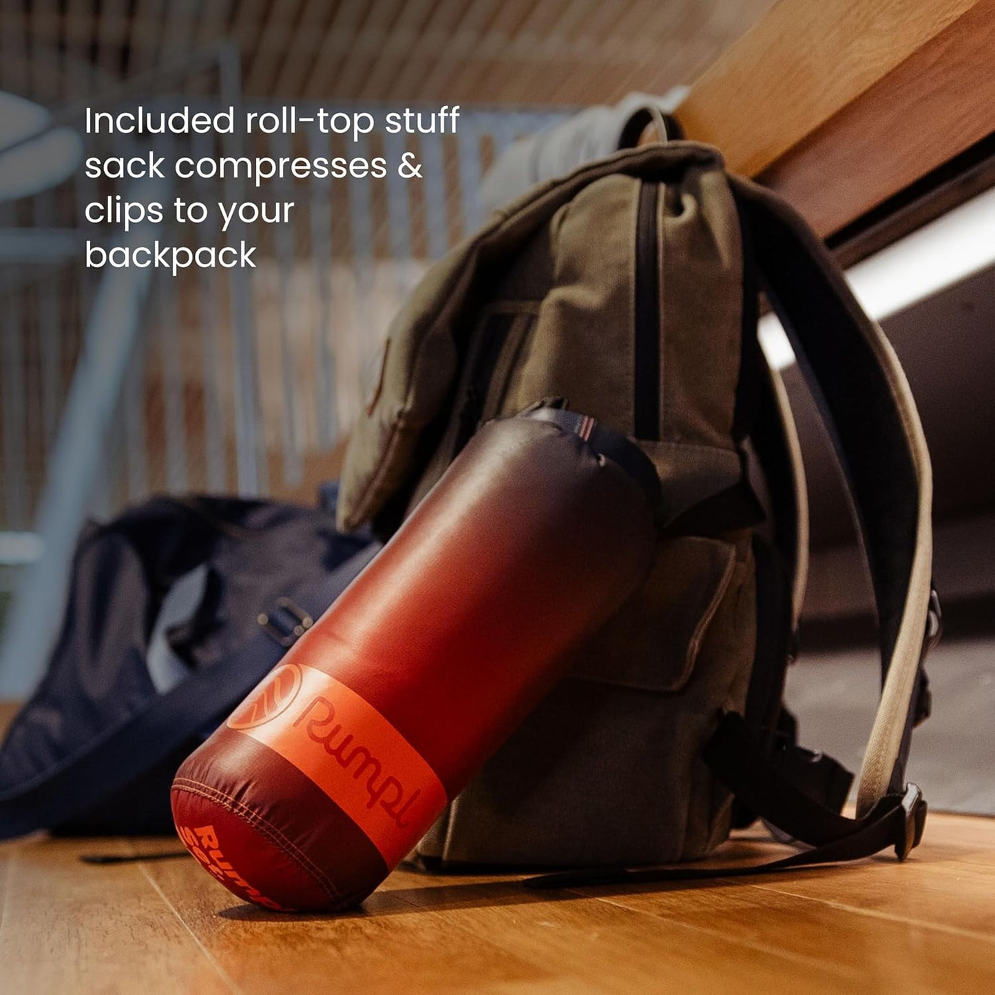 Rumpl Travel Puffy Blanket, Ultra-Packable Travel-Size Warmth and Comfort, Sea Moss