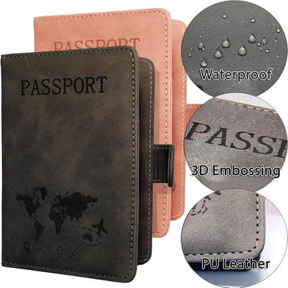 Passport Holder for Travel Essentials, 2 Pack Rfid Passport Cover for Women Men
