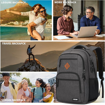 Black Backpacks for Men, Backpack for School, School Backpack for Boys Teens, 15.6 inch Laptop Back Pack with USB Charging Port, College Book Bag, Business Work Travel Bookbag, mochilas para hombres