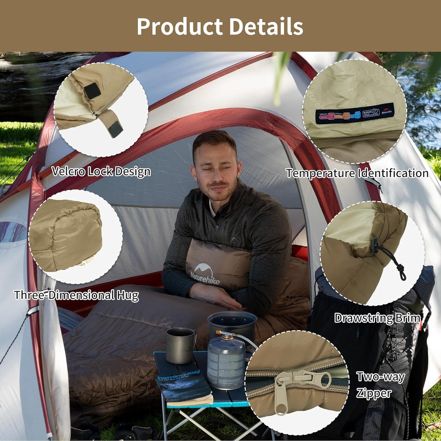 Naturehike Sleeping Bags for Adults, 23/39℉ Mummy Backpacking Sleeping Bag, 0 Degree Lightweight Sleeping Bag Warm for Camping, Hiking