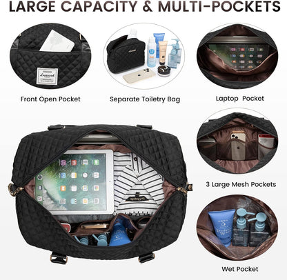 LOVEVOOK Travel Duffle Bag,Weekender Bags for Women with Shoe Compartment，Carry on Overnight Bag with Toiletry Bag,Gym Duffel Bag with Wet Pocket, Hospital Bags for Labor and Delivery