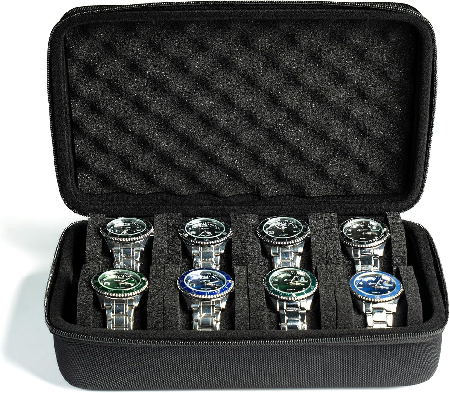 8 slots Watch Case, hard watch storage case, hard watch box, padded case for watch display and organization
