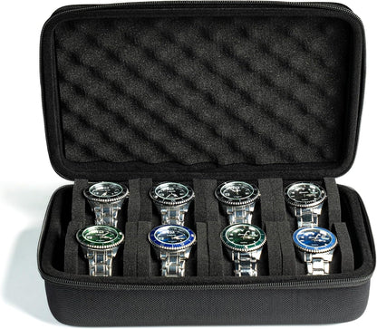 8 slots Watch Case, hard watch storage case, hard watch box, padded case for watch display and organization