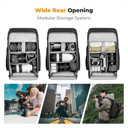 K&F CONCEPT Camera bags Waterproof 25L Large Capacity Camera Case with Raincover Camera Case 15.6 Inch Laptop Compartment Compatible with Canon/Nikon/Sony/DJI Mavic Drone Travel Camera Backpack