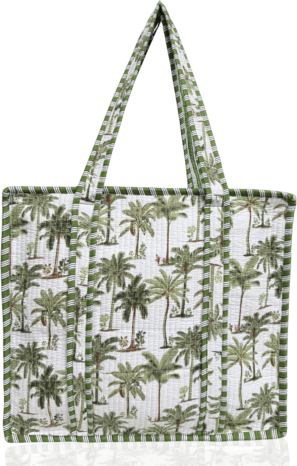 Cotton Quilted Tote Bag for Women – Large Beach & Travel Tote with Zipper, Reusable Grocery Bag