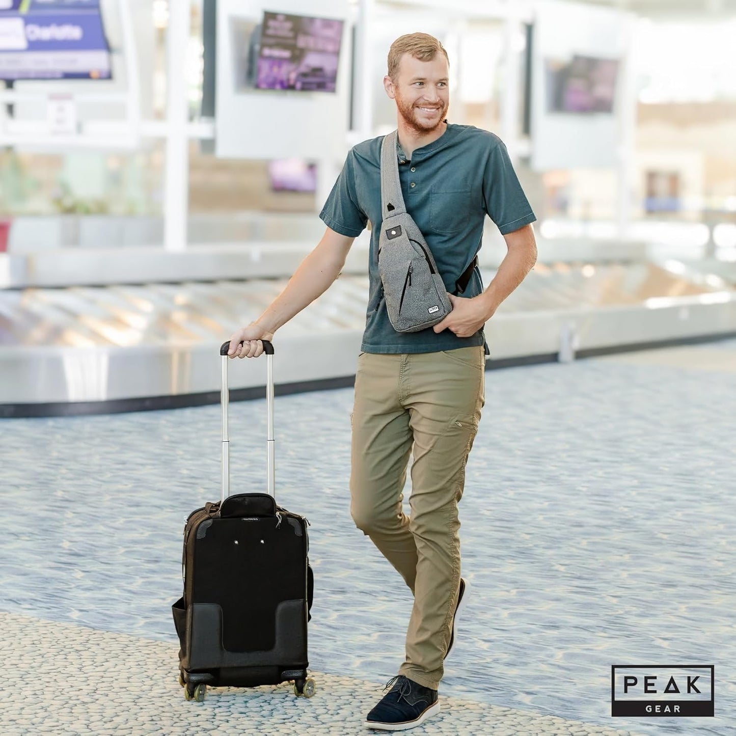 Peak Gear Travel Sling Bag. Compact Crossbody Bag | Lighter and Smaller than a Backpack | Lifetime Lost & Found ID Tag