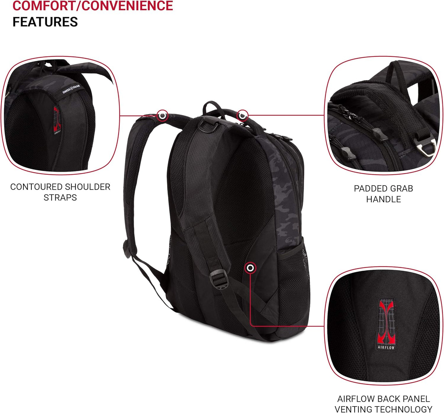 SwissGear Cecil 5505 Laptop Backpack, Black Cod/Camo, 18-Inch