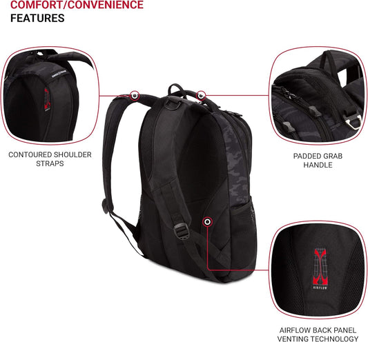 SwissGear Cecil 5505 Laptop Backpack, Black Cod/Camo, 18-Inch