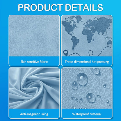 Passport Holders, RFID Blocking Credit Card Holder, PU Leather Vaccine Card Holders for Travel with Magnetic Buckle, Travel Must Haves Cruise Ship Essentials for Men, Women (Blue)