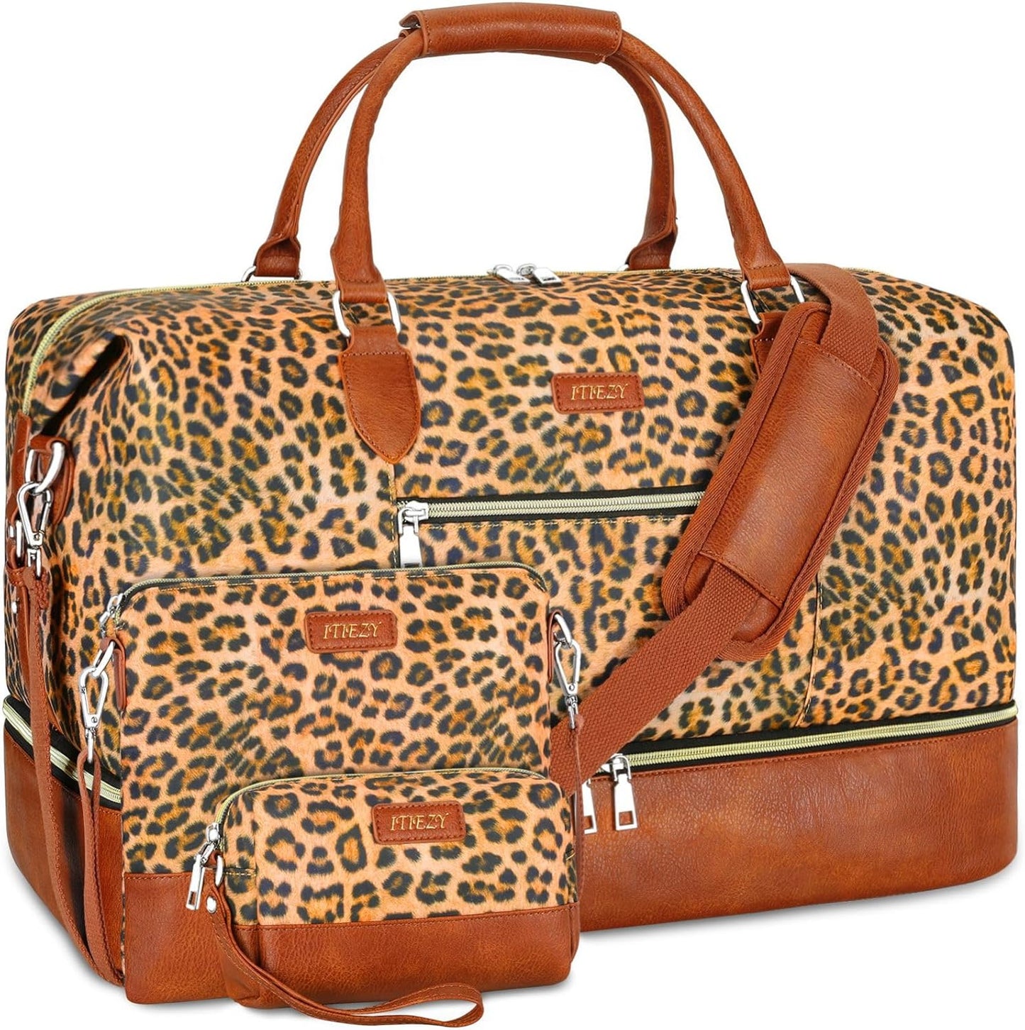 Weekender Bag for Women, Travel Duffel Bag Carry On Overnight Bag with Shoe Compartment Large Nylon Travel Weekend Tote Bag