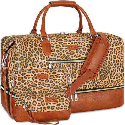 Weekender Bag for Women, Travel Duffel Bag Carry On Overnight Bag with Shoe Compartment Large Nylon Travel Weekend Tote Bag